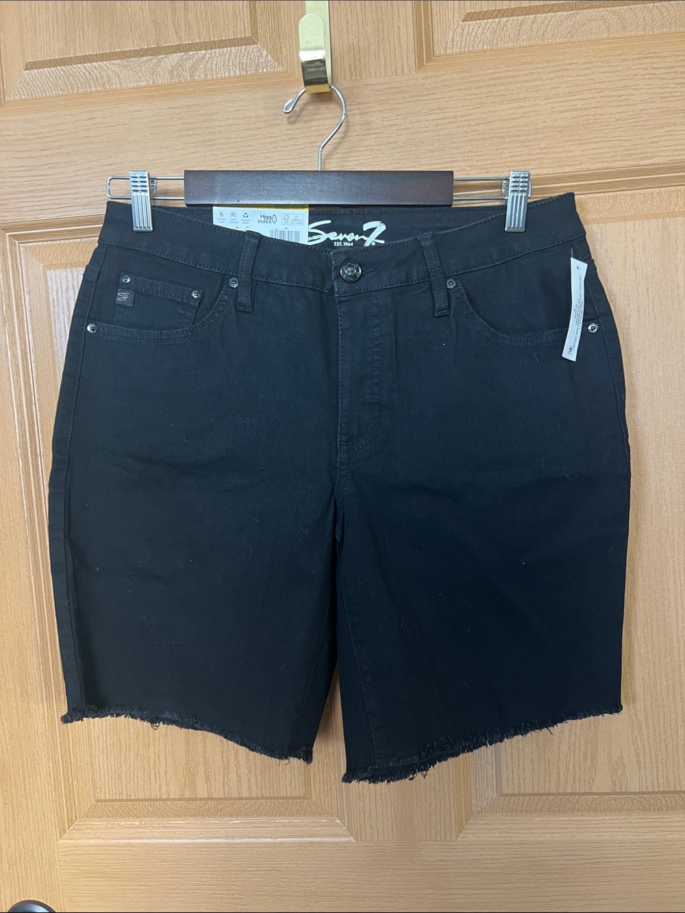NWT Seven7 Black Denim Cutoff Bermuda Shorts